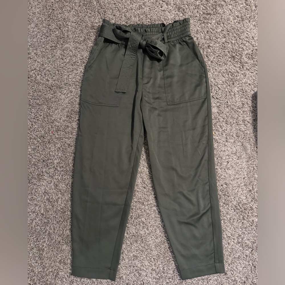 Olive green pants.